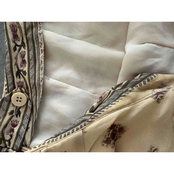 Vintage Liz Claiborne Collection Beige Patterned Silk Straight Skirt Size 14 - Picture 4 of 6